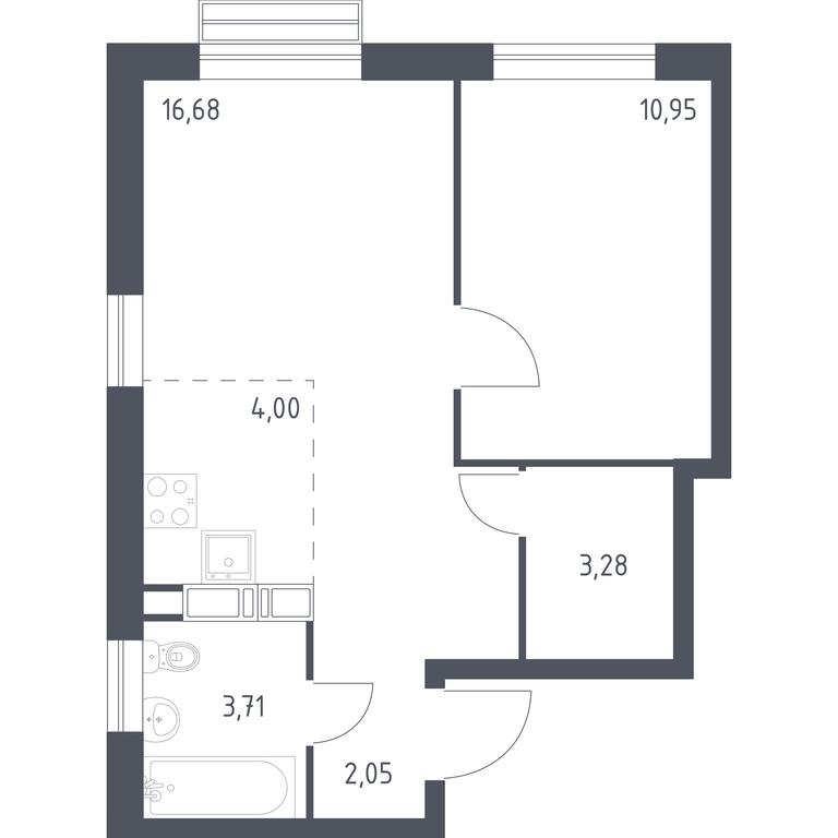 Apartment Sale, 40.67 sq. m. at Kvartal Rumyantsevo, ulitsa Admirala Kornilova, с1, Mosrentgen Settlement, Moscow, Russia #1