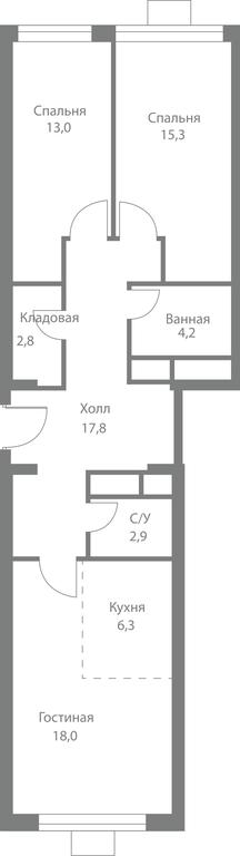 3-BD Apartment Sale, 80.3平方米 at Stellar City, Skolkovskoye Highway, 1, Moscow, Russia #1