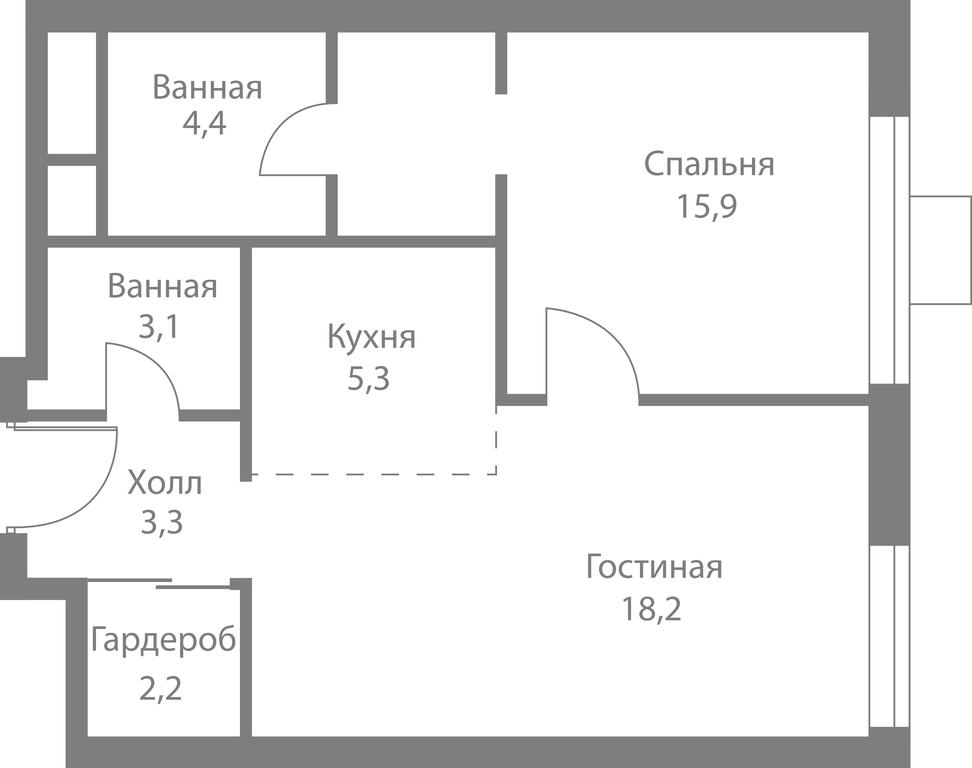 2-BD Apartment Sale, 52.4平方米 at Stellar City, Skolkovskoye Highway, 1, Moscow, Russia #1