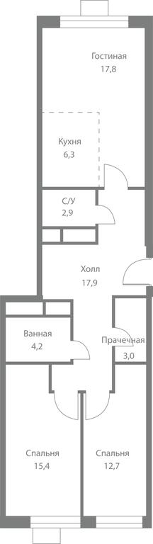 3-BD Apartment Sale, 80.2 sq. m. at Stellar City, Skolkovskoye Highway, 1, Moscow, Russia #1