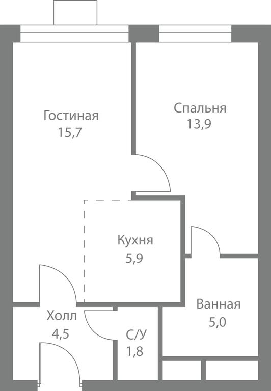 2-BD Apartment Sale, 46.8平方米 at Stellar City, Skolkovskoye Highway, 1, Moscow, Russia #1