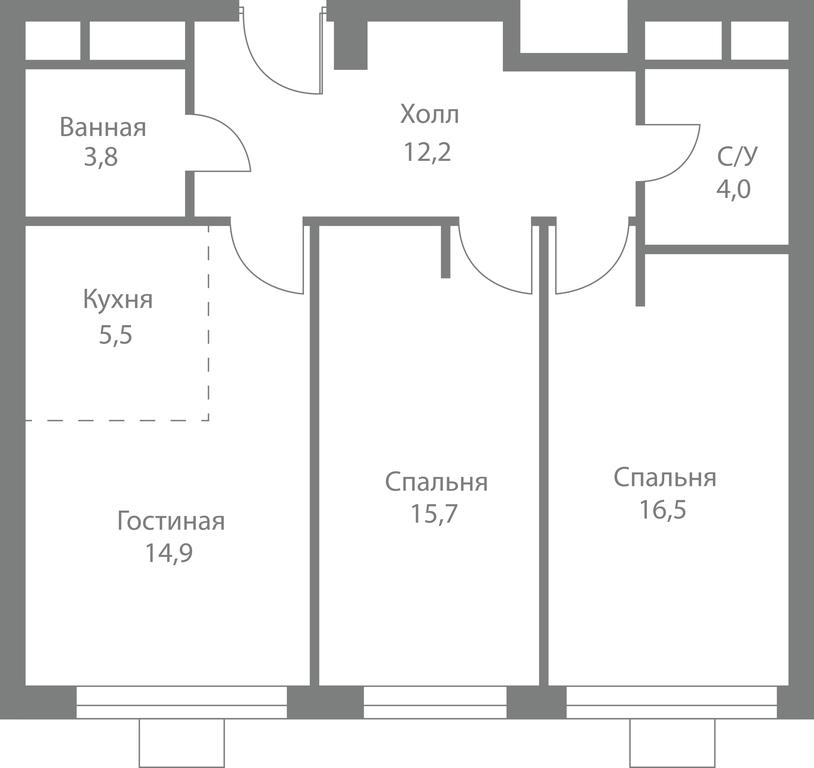 3-BD Apartment Sale, 72.6平方米 at Stellar City, Skolkovskoye Highway, 1, Moscow, Russia #1