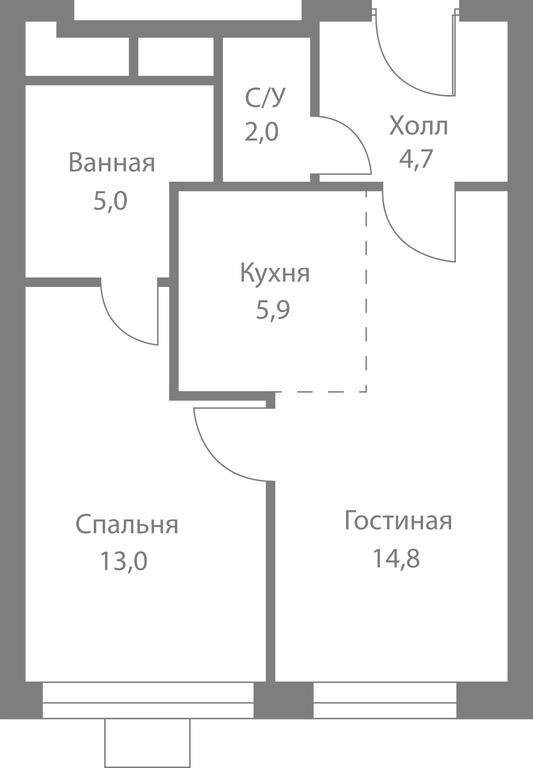2-BD Apartment Sale, 45.4 sq. m. at Stellar City, Skolkovskoye Highway, 1, Moscow, Russia #1