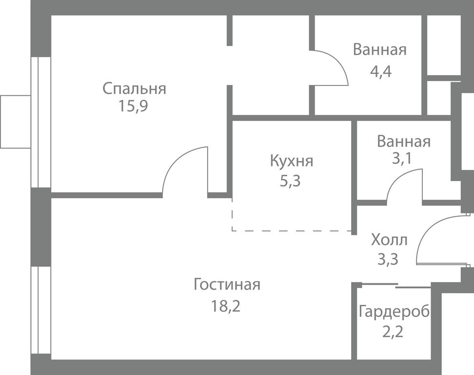 2-BD Apartment Sale, 52.4平方米 at Stellar City, Skolkovskoye Highway, 1, Moscow, Russia #1