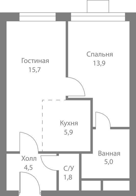 2-BD Apartment Sale, 46.8平方米 at Stellar City, Skolkovskoye Highway, 1, Moscow, Russia #1