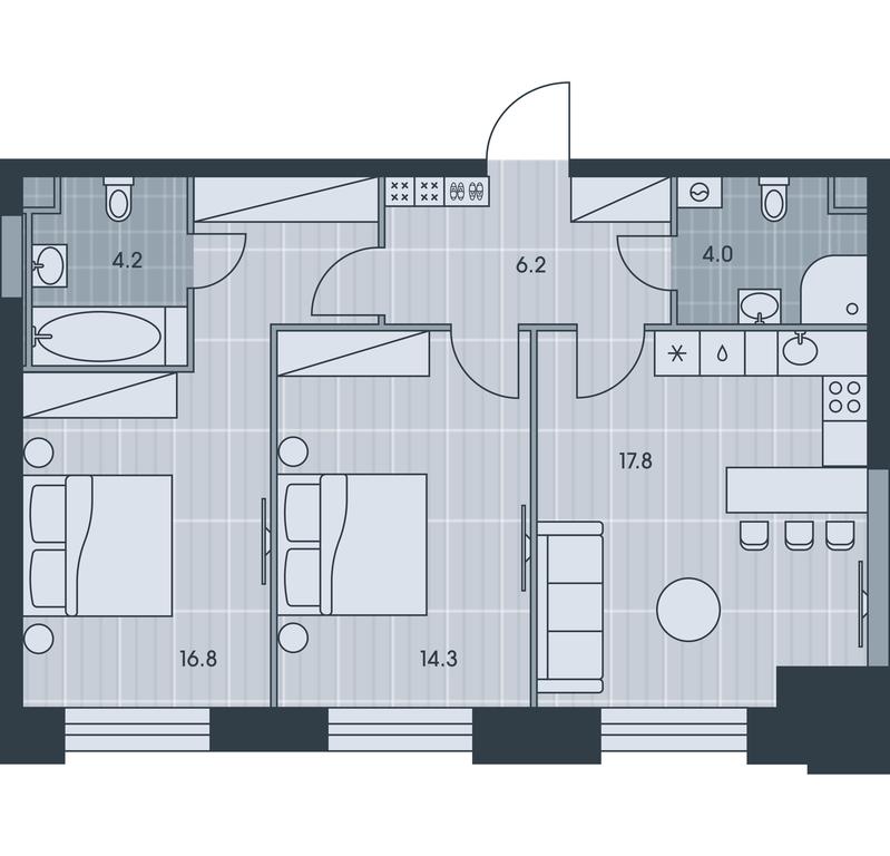 2-BD Apartment Sale, 63.3平方米 at Ever, Obrucheva Street, вл23, Moscow, Russia #1