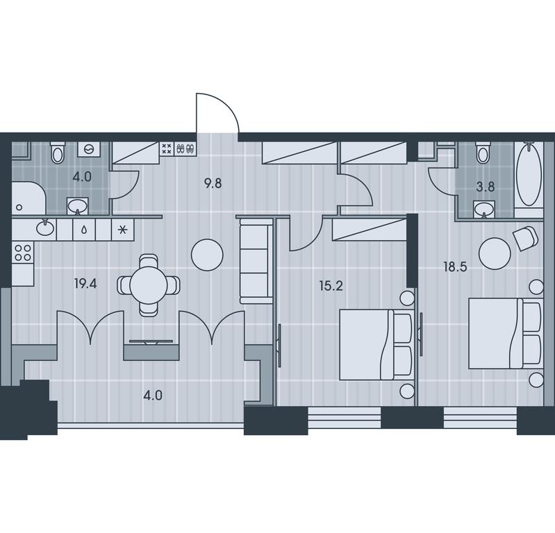 2-BD Apartment Sale, 74.7平方米 at Ever, Obrucheva Street, вл23, Moscow, Russia #1 2-BD Apartment Sale, 74.7平方米 at Ever, Obrucheva Street, вл23, Moscow, Russia #1