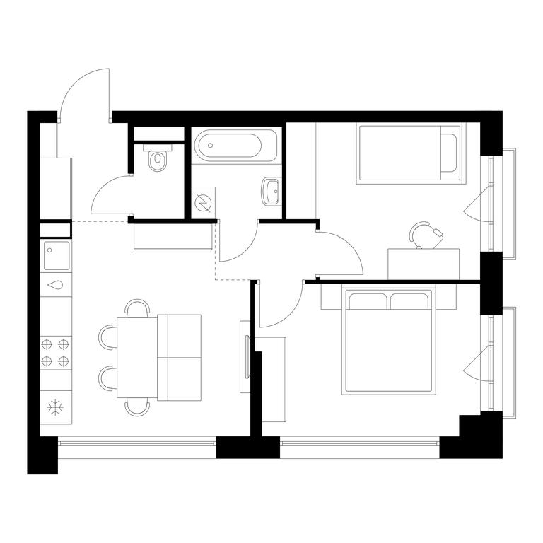 2-BD Apartment Sale, 46.2平方米 at Kutuzovskiy Kvartal, Ivana Franko Street, 20к1, Moscow, Russia #2 2-BD Apartment Sale, 46.2平方米 at Kutuzovskiy Kvartal, Ivana Franko Street, 20к1, Moscow, Russia #2