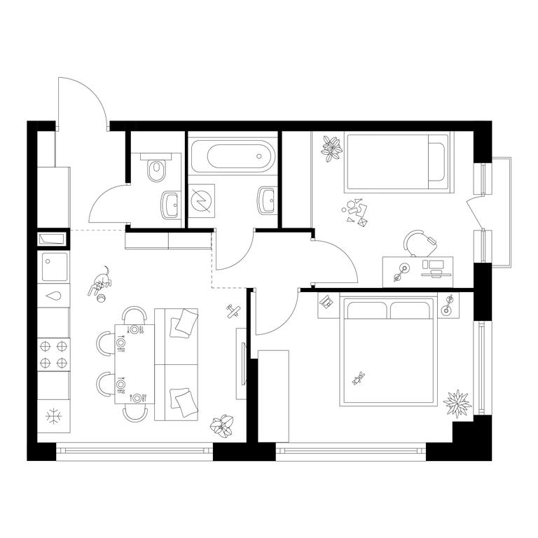 2-BD Apartment Sale, 46.2平方米 at Kutuzovskiy Kvartal, Ivana Franko Street, 20к1, Moscow, Russia #1 2-BD Apartment Sale, 46.2平方米 at Kutuzovskiy Kvartal, Ivana Franko Street, 20к1, Moscow, Russia #1