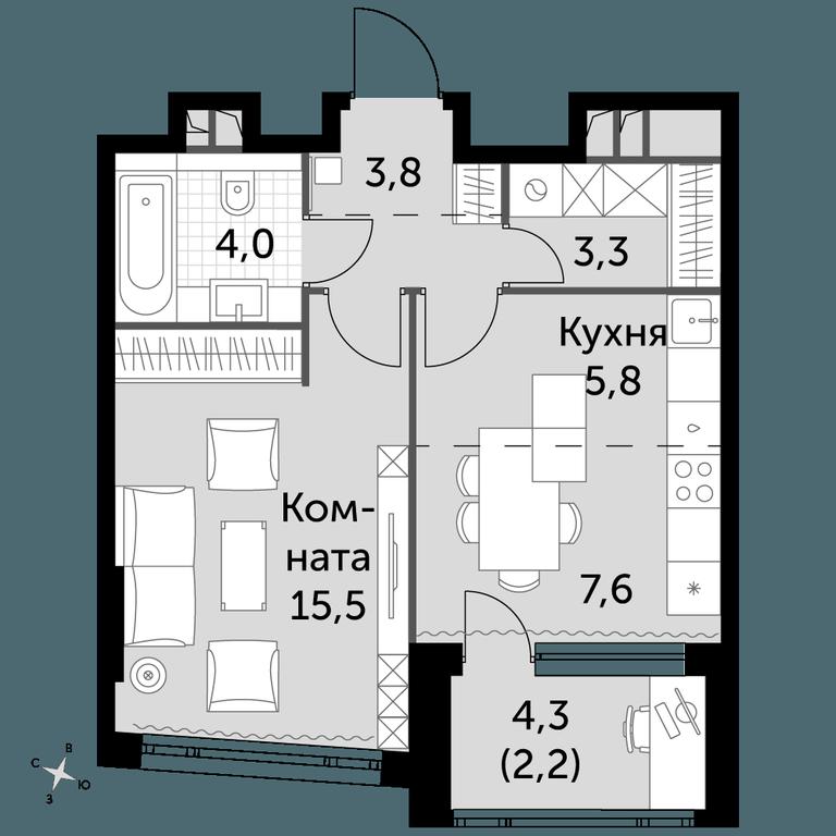 1-BD Apartment Sale, 42.2平方米 at Rotterdam, Varshavskoye Highway, 37Ак1с2, Moscow, Russia #1 1-BD Apartment Sale, 42.2平方米 at Rotterdam, Varshavskoye Highway, 37Ак1с2, Moscow, Russia #1