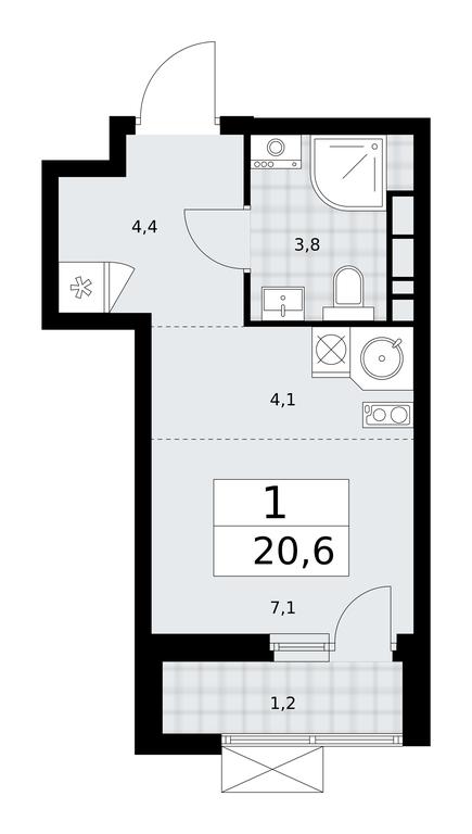 Apartment Sale, 20.6 sq. m. at Buninskie Kvartaly, Akademika Semyonova Street, 22, Moscow, Russia #1