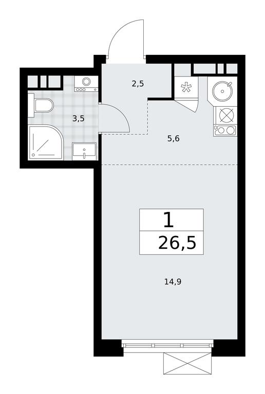 Apartment Sale, 26.5平方米 at Buninskie Kvartaly, Akademika Semyonova Street, 22, Moscow, Russia #1