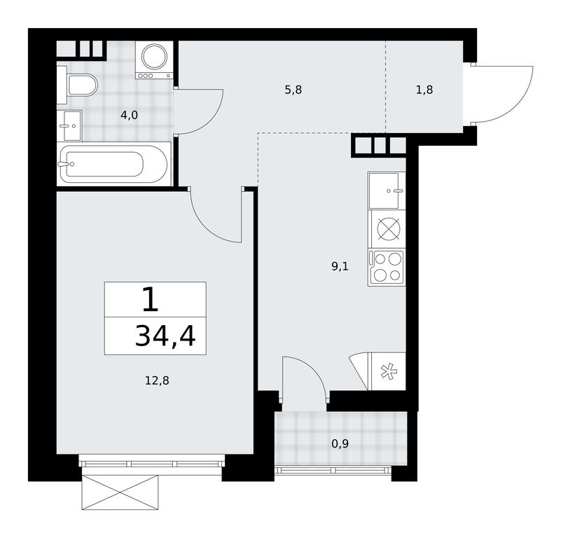 Apartment Sale, 34.4平方米 at Buninskie Kvartaly, Akademika Semyonova Street, 22, Moscow, Russia #2