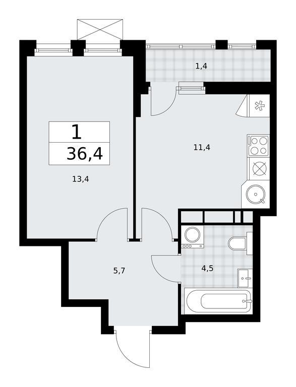Apartment Sale, 36.4 sq. m. at Buninskie Kvartaly, Akademika Semyonova Street, 22, Moscow, Russia #2 Apartment Sale, 36.4 sq. m. at Buninskie Kvartaly, Akademika Semyonova Street, 22, Moscow, Russia #2