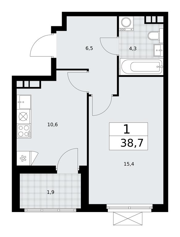 Apartment Sale, 38.7平方米 at Buninskie Kvartaly, Akademika Semyonova Street, 22, Moscow, Russia #2