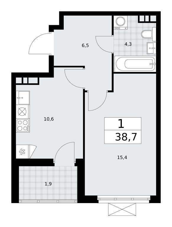 Apartment Sale, 38.7平方米 at Buninskie Kvartaly, Akademika Semyonova Street, 22, Moscow, Russia #2