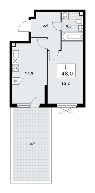 Apartment Sale, 48平方米 at Buninskie Kvartaly, Akademika Semyonova Street, 22, Moscow, Russia #1