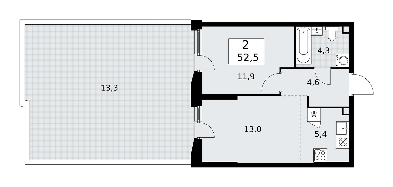 1-BD Apartment Sale, 52.5平方米 at Buninskie Kvartaly, Akademika Semyonova Street, 22, Moscow, Russia #2