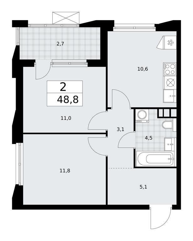 1-BD Apartment Sale, 48.8平方米 at Buninskie Kvartaly, Akademika Semyonova Street, 22, Moscow, Russia #2 1-BD Apartment Sale, 48.8平方米 at Buninskie Kvartaly, Akademika Semyonova Street, 22, Moscow, Russia #2