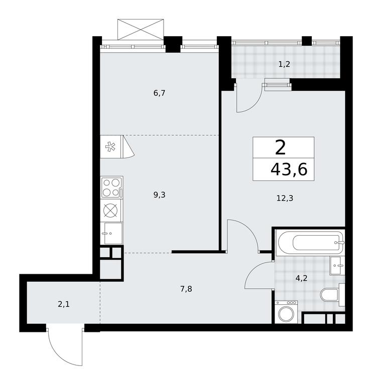 1-BD Apartment Sale, 43.6平方米 at Buninskie Kvartaly, Akademika Semyonova Street, 22, Moscow, Russia #1 1-BD Apartment Sale, 43.6平方米 at Buninskie Kvartaly, Akademika Semyonova Street, 22, Moscow, Russia #1