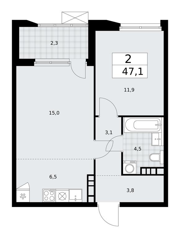 1-BD Apartment Sale, 47.1平方米 at Buninskie Kvartaly, Akademika Semyonova Street, 22, Moscow, Russia #2 1-BD Apartment Sale, 47.1平方米 at Buninskie Kvartaly, Akademika Semyonova Street, 22, Moscow, Russia #2