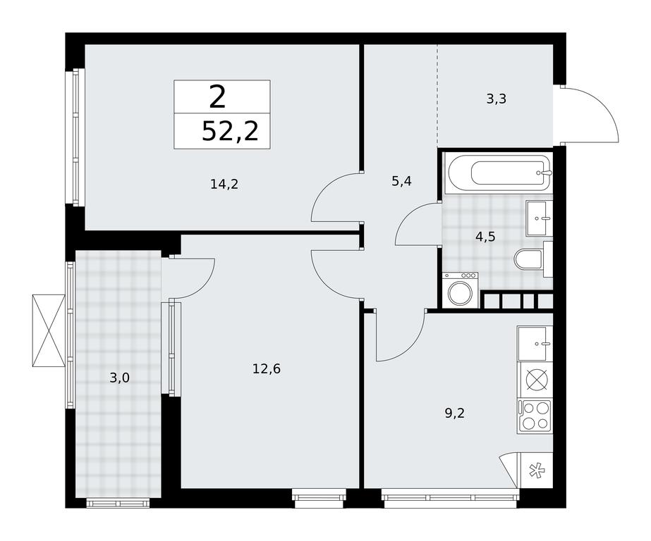 1-BD Apartment Sale, 52.2平方米 at Buninskie Kvartaly, Akademika Semyonova Street, 22, Moscow, Russia #1