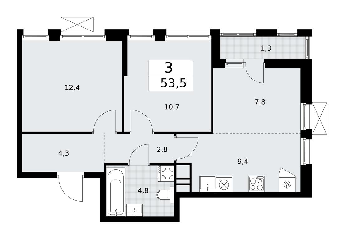 2-BD Apartment Sale, 53.5 sq. m. at Buninskie Kvartaly, Akademika Semyonova Street, 22, Moscow, Russia #1 2-BD Apartment Sale, 53.5 sq. m. at Buninskie Kvartaly, Akademika Semyonova Street, 22, Moscow, Russia #1