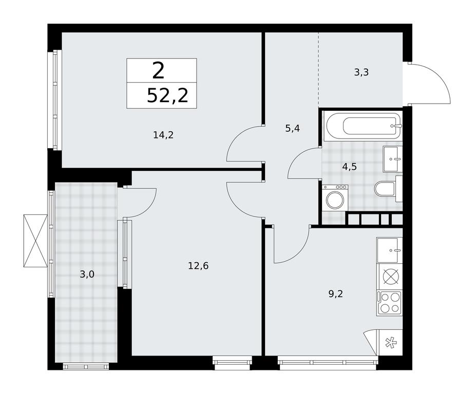 1-BD Apartment Sale, 52.2平方米 at Buninskie Kvartaly, Akademika Semyonova Street, 22, Moscow, Russia #1