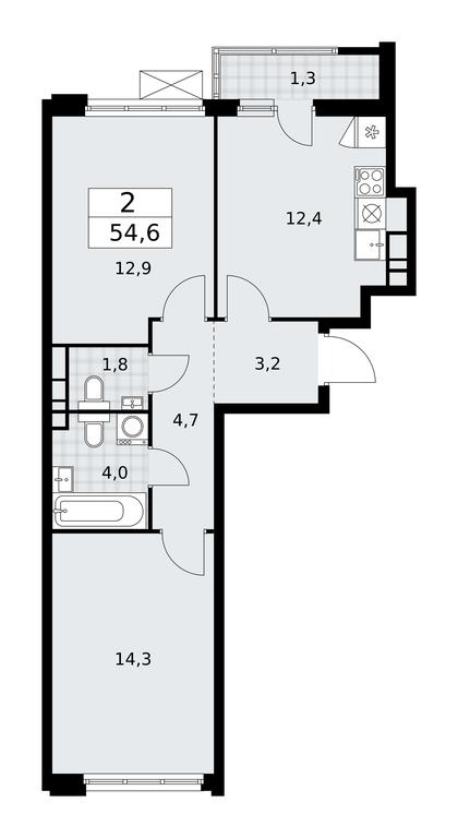 1-BD Apartment Sale, 54.6平方米 at Buninskie Kvartaly, Akademika Semyonova Street, 22, Moscow, Russia #2 1-BD Apartment Sale, 54.6平方米 at Buninskie Kvartaly, Akademika Semyonova Street, 22, Moscow, Russia #2
