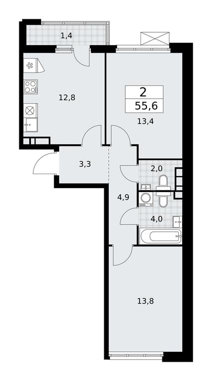 1-BD Apartment Sale, 55.6平方米 at Buninskie Kvartaly, Akademika Semyonova Street, 22, Moscow, Russia #2 1-BD Apartment Sale, 55.6平方米 at Buninskie Kvartaly, Akademika Semyonova Street, 22, Moscow, Russia #2