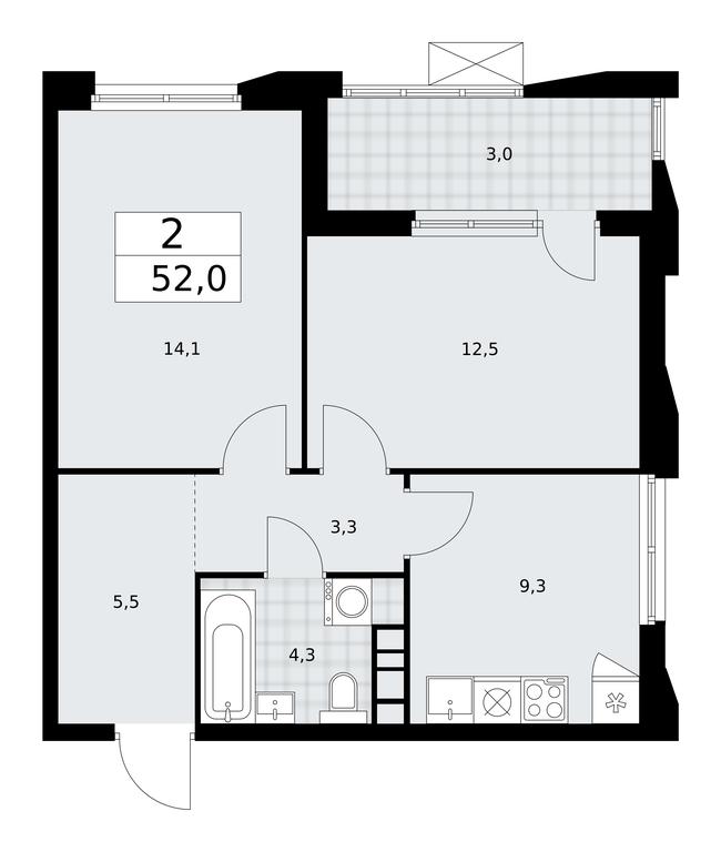 1-BD Apartment Sale, 52平方米 at Buninskie Kvartaly, Akademika Semyonova Street, 22, Moscow, Russia #2 1-BD Apartment Sale, 52平方米 at Buninskie Kvartaly, Akademika Semyonova Street, 22, Moscow, Russia #2