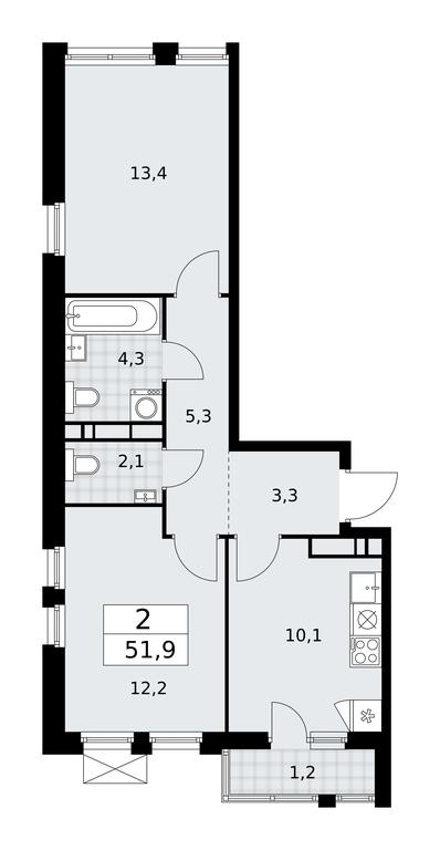 1-BD Apartment Sale, 51.9 sq. m. at Buninskie Kvartaly, Akademika Semyonova Street, 22, Moscow, Russia #2 1-BD Apartment Sale, 51.9 sq. m. at Buninskie Kvartaly, Akademika Semyonova Street, 22, Moscow, Russia #2