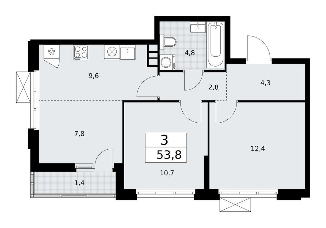 2-BD Apartment Sale, 53.8平方米 at Buninskie Kvartaly, Akademika Semyonova Street, 22, Moscow, Russia #2 2-BD Apartment Sale, 53.8平方米 at Buninskie Kvartaly, Akademika Semyonova Street, 22, Moscow, Russia #2