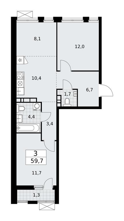 2-BD Apartment Sale, 59.7平方米 at Buninskie Kvartaly, Akademika Semyonova Street, 22, Moscow, Russia #2 2-BD Apartment Sale, 59.7平方米 at Buninskie Kvartaly, Akademika Semyonova Street, 22, Moscow, Russia #2