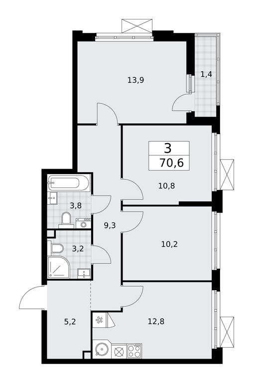 2-BD Apartment Sale, 70.6平方米 at Buninskie Kvartaly, Akademika Semyonova Street, 22, Moscow, Russia #2 2-BD Apartment Sale, 70.6平方米 at Buninskie Kvartaly, Akademika Semyonova Street, 22, Moscow, Russia #2