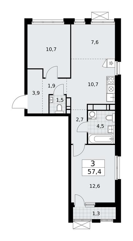 2-BD Apartment Sale, 57.4平方米 at Buninskie Kvartaly, Akademika Semyonova Street, 22, Moscow, Russia #1 2-BD Apartment Sale, 57.4平方米 at Buninskie Kvartaly, Akademika Semyonova Street, 22, Moscow, Russia #1