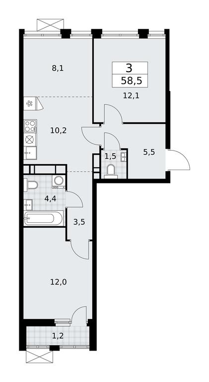 2-BD Apartment Sale, 58.5平方米 at Buninskie Kvartaly, Akademika Semyonova Street, 22, Moscow, Russia #1 2-BD Apartment Sale, 58.5平方米 at Buninskie Kvartaly, Akademika Semyonova Street, 22, Moscow, Russia #1