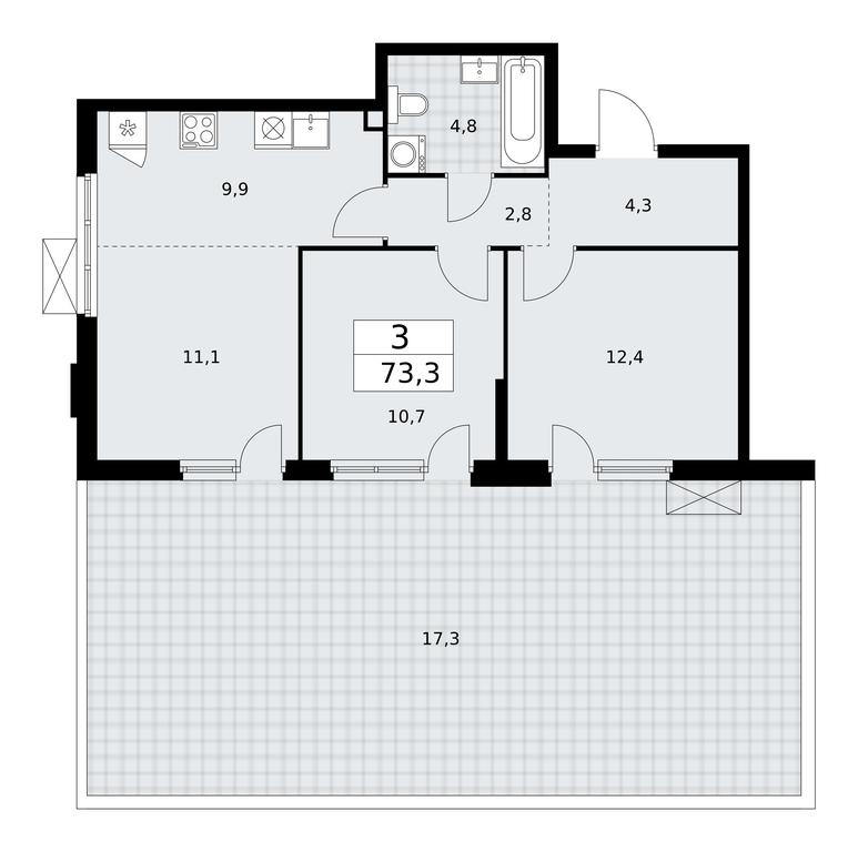 2-BD Apartment Sale, 73.3平方米 at Buninskie Kvartaly, Akademika Semyonova Street, 22, Moscow, Russia #1 2-BD Apartment Sale, 73.3平方米 at Buninskie Kvartaly, Akademika Semyonova Street, 22, Moscow, Russia #1