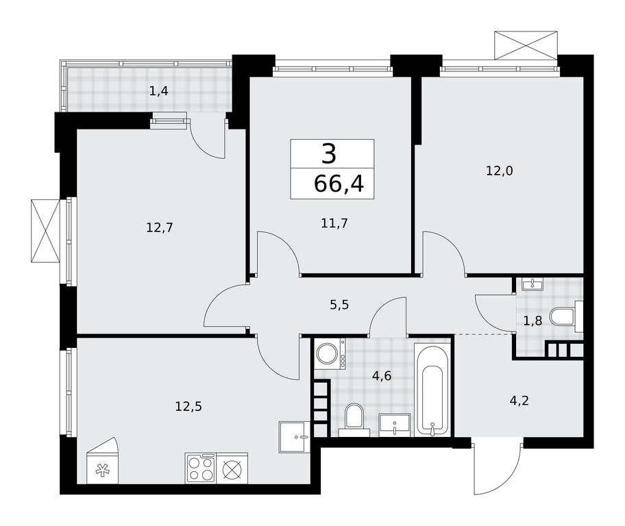 2-BD Apartment Sale, 66.4平方米 at Buninskie Kvartaly, Akademika Semyonova Street, 22, Moscow, Russia #2 2-BD Apartment Sale, 66.4平方米 at Buninskie Kvartaly, Akademika Semyonova Street, 22, Moscow, Russia #2