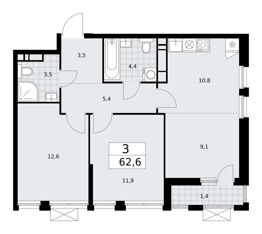 2-BD Apartment Sale, 62.6平方米 at Buninskie Kvartaly, Akademika Semyonova Street, 22, Moscow, Russia #2 2-BD Apartment Sale, 62.6平方米 at Buninskie Kvartaly, Akademika Semyonova Street, 22, Moscow, Russia #2