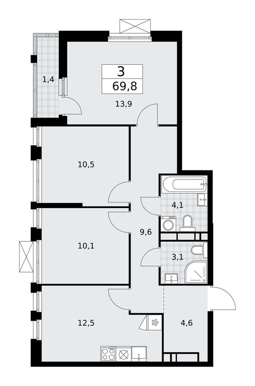 2-BD Apartment Sale, 69.8平方米 at Buninskie Kvartaly, Akademika Semyonova Street, 22, Moscow, Russia #1 2-BD Apartment Sale, 69.8平方米 at Buninskie Kvartaly, Akademika Semyonova Street, 22, Moscow, Russia #1