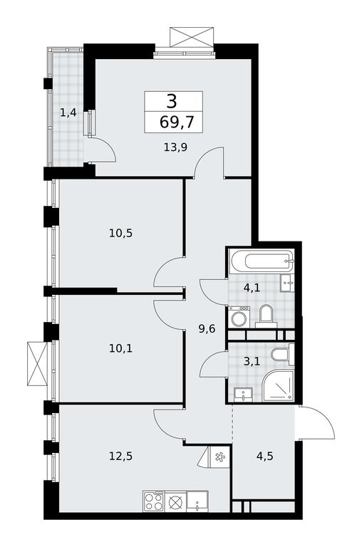 2-BD Apartment Sale, 69.7平方米 at Buninskie Kvartaly, Akademika Semyonova Street, 22, Moscow, Russia #1 2-BD Apartment Sale, 69.7平方米 at Buninskie Kvartaly, Akademika Semyonova Street, 22, Moscow, Russia #1