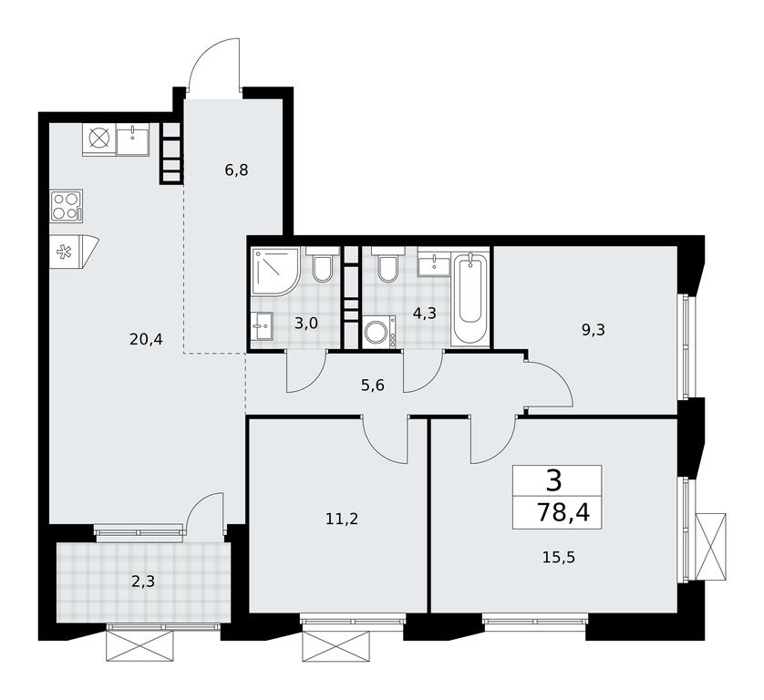 2-BD Apartment Sale, 78.4平方米 at Buninskie Kvartaly, Akademika Semyonova Street, 22, Moscow, Russia #2 2-BD Apartment Sale, 78.4平方米 at Buninskie Kvartaly, Akademika Semyonova Street, 22, Moscow, Russia #2