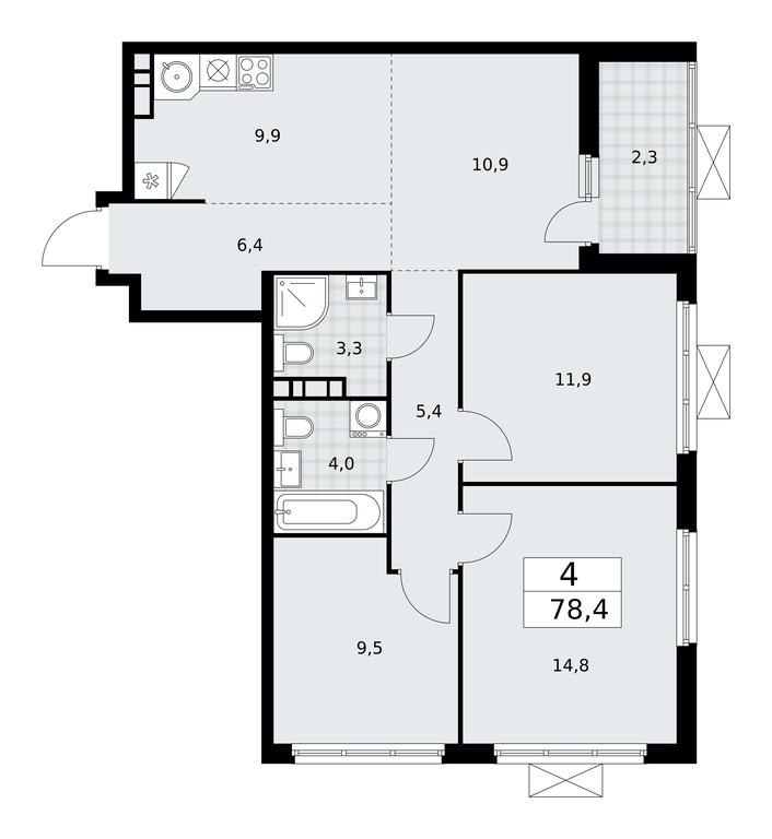 3-BD Apartment Sale, 78.4平方米 at Buninskie Kvartaly, Akademika Semyonova Street, 22, Moscow, Russia #2 3-BD Apartment Sale, 78.4平方米 at Buninskie Kvartaly, Akademika Semyonova Street, 22, Moscow, Russia #2