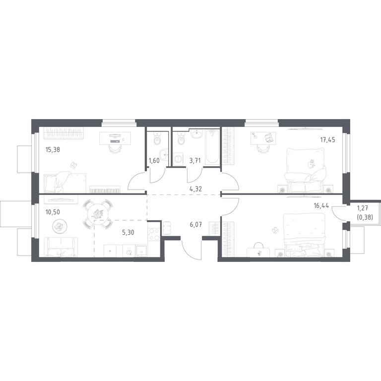 2-BD Apartment Sale, 81.15平方米 at Mytishchi Park, Silikatnaya ulitsa, 41к3, Mytischi, Moscow Region, Russia #2 2-BD Apartment Sale, 81.15平方米 at Mytishchi Park, Silikatnaya ulitsa, 41к3, Mytischi, Moscow Region, Russia #2