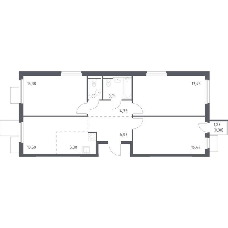 2-BD Apartment Sale, 81.15平方米 at Mytishchi Park, Silikatnaya ulitsa, 41к3, Mytischi, Moscow Region, Russia #1 2-BD Apartment Sale, 81.15平方米 at Mytishchi Park, Silikatnaya ulitsa, 41к3, Mytischi, Moscow Region, Russia #1