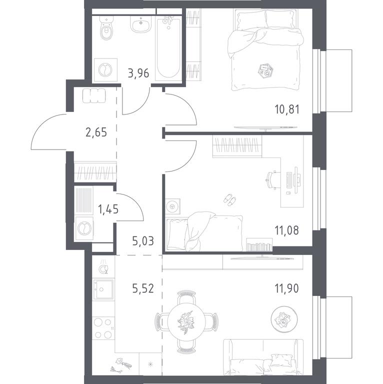 1-BD Apartment Sale, 52.4 sq. m. at Mytishchi Park, Silikatnaya ulitsa, 41к3, Mytischi, Moscow Region, Russia #2 1-BD Apartment Sale, 52.4 sq. m. at Mytishchi Park, Silikatnaya ulitsa, 41к3, Mytischi, Moscow Region, Russia #2