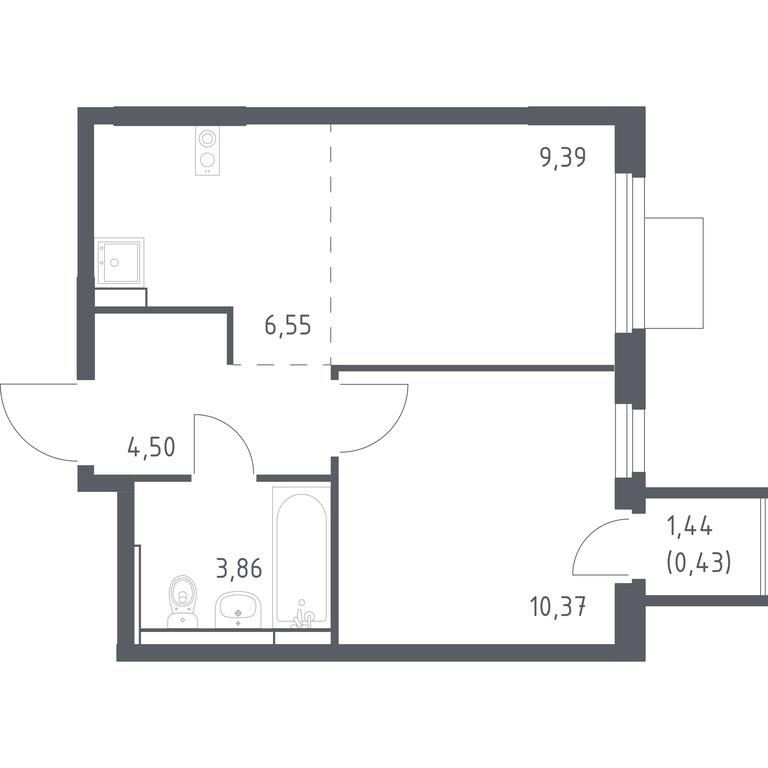 Apartment Sale, 35.1 sq. m. at Mytishchi Park, Silikatnaya ulitsa, 41к3, Mytischi, Moscow Region, Russia #1