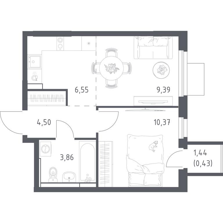 Apartment Sale, 35.1 sq. m. at Mytishchi Park, Silikatnaya ulitsa, 41к3, Mytischi, Moscow Region, Russia #2