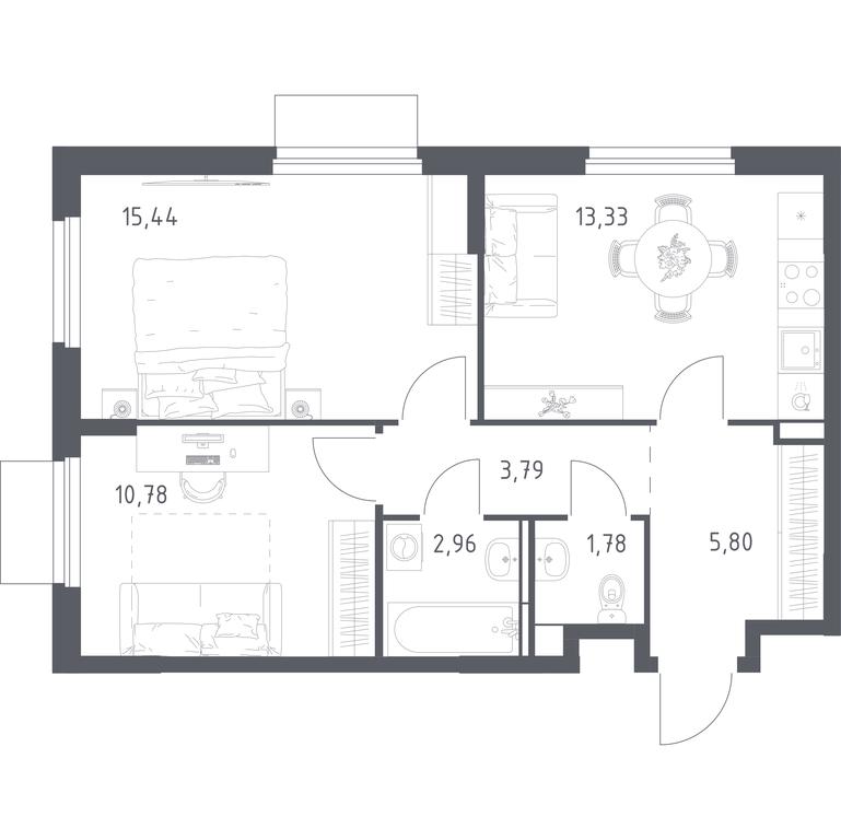 1-BD Apartment Sale, 53.88 sq. m. at Mytishchi Park, Silikatnaya ulitsa, 41к3, Mytischi, Moscow Region, Russia #2 1-BD Apartment Sale, 53.88 sq. m. at Mytishchi Park, Silikatnaya ulitsa, 41к3, Mytischi, Moscow Region, Russia #2